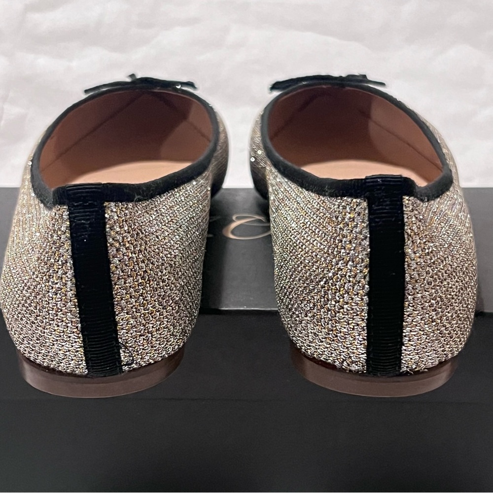 J. Crew Gemma Glitter Flats Metallic Gold Silver Size 9.5 - Picture 7 of 11
